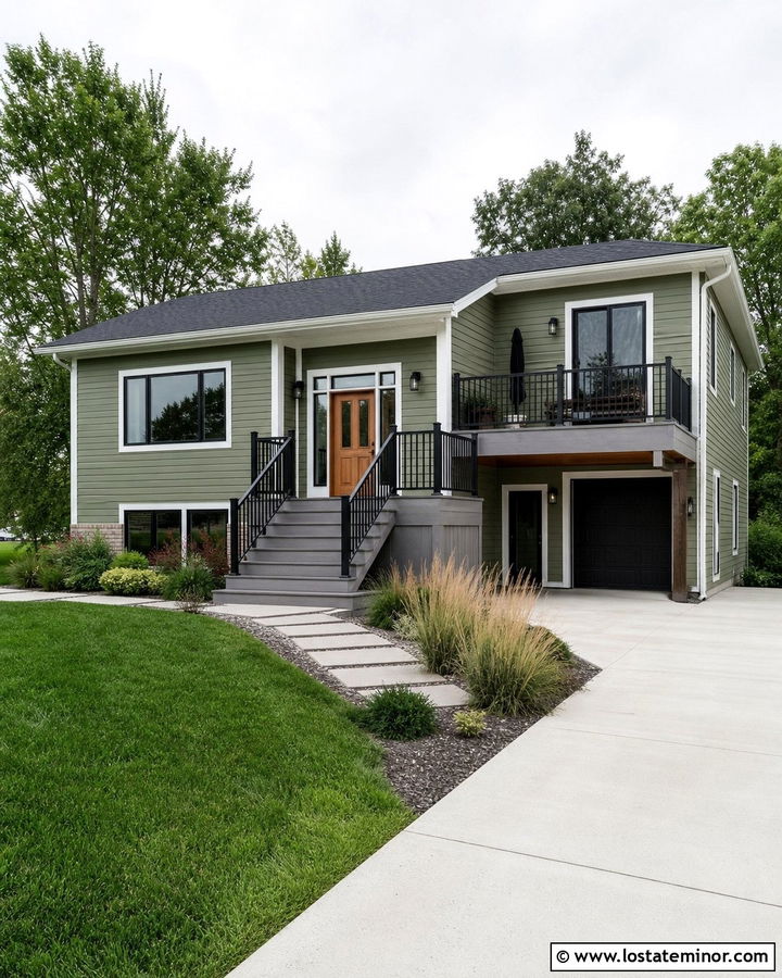 Moss Green House With Weathered Gray Deck - 30 Moss Green House Design With Deck Ideas