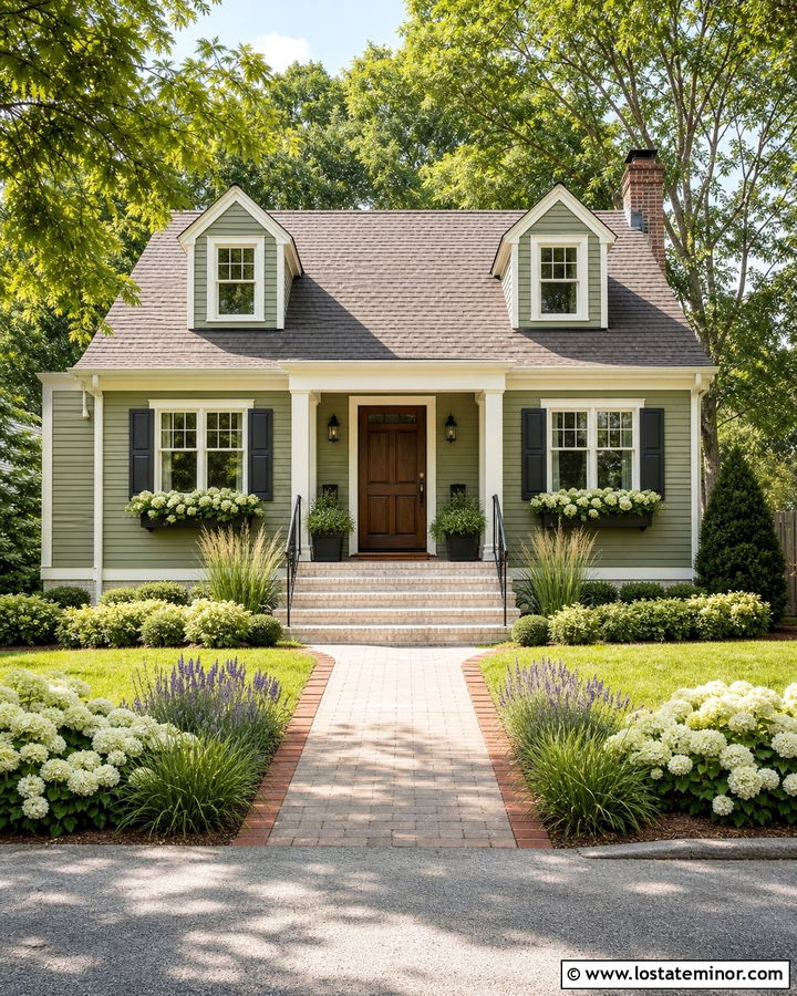 Moss Green House With White Brick Steps - 30 Moss Green House Design With Steps Ideas