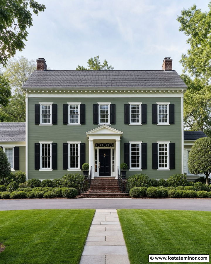 Moss Green House With White Grid Windows - 30 Moss Green House Design With Window Frames Ideas