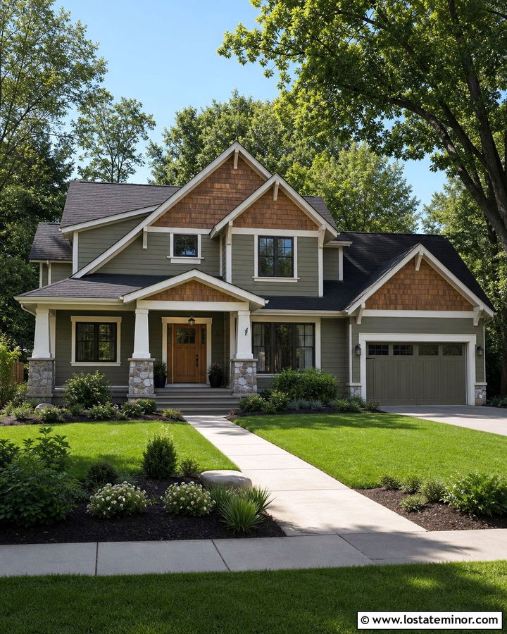 Moss Green House With White Trim And Cedar Shake - 30 Moss Green House Design With Cedar Shake Ideas