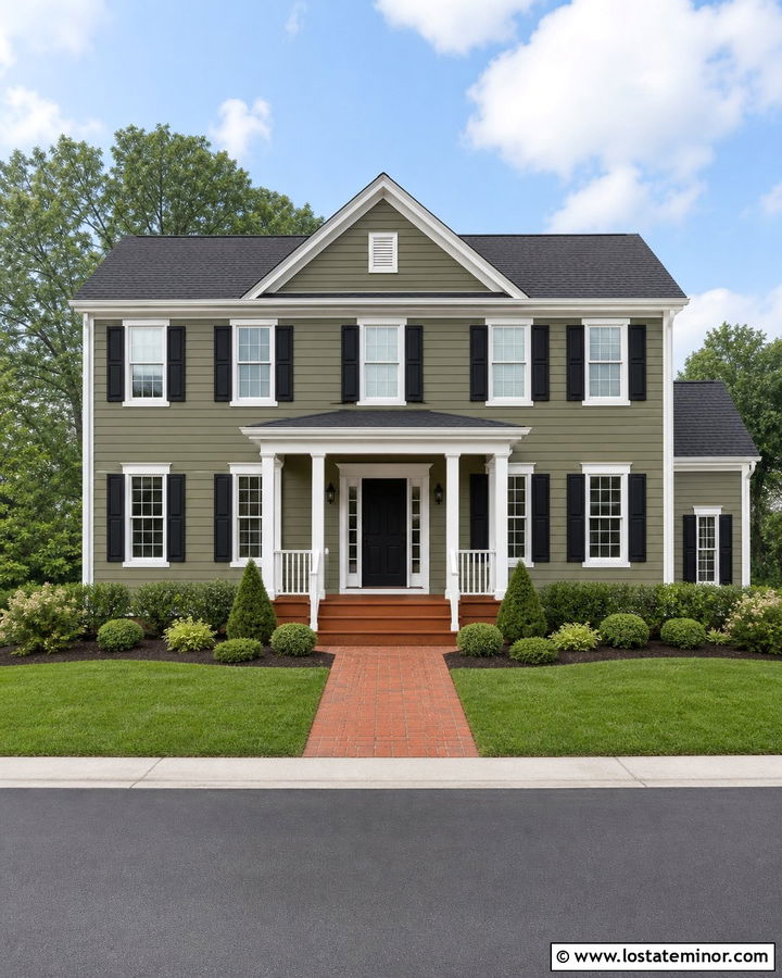 Moss Green House With White Trim And Redwood Deck - 30 Moss Green House Design With Deck Ideas