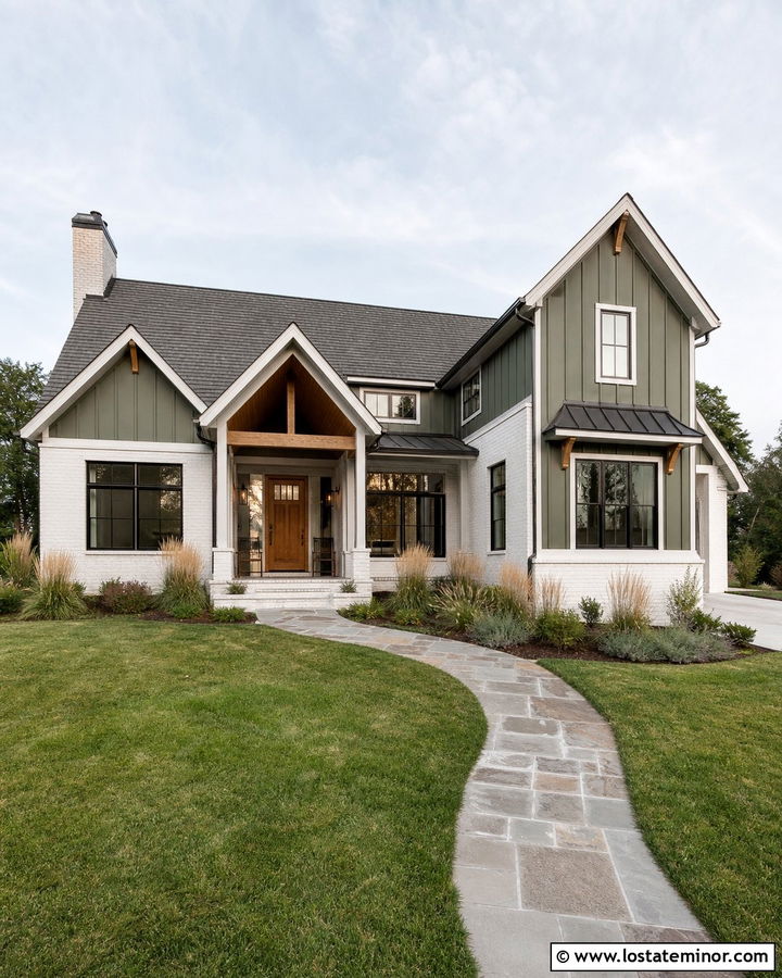 Moss Green House With Whitewashed Brick - 30 Moss Green House Design With Brick Accents Ideas