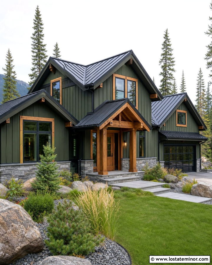 Moss Green House With Wood Clad Windows - 30 Moss Green House Design With Window Frames Ideas