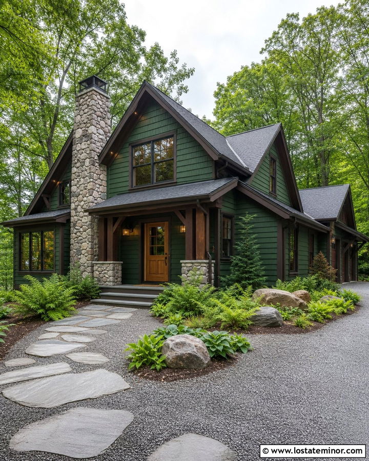 Moss Green House With Woodland Walkway - 30 Moss Green House Design With Walkway Ideas