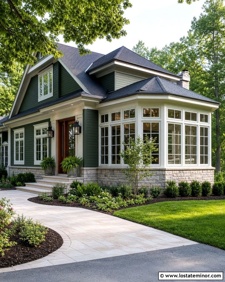 Moss Green House With Wraparound Sunroom - 30 Moss Green House Design With Sunroom Ideas