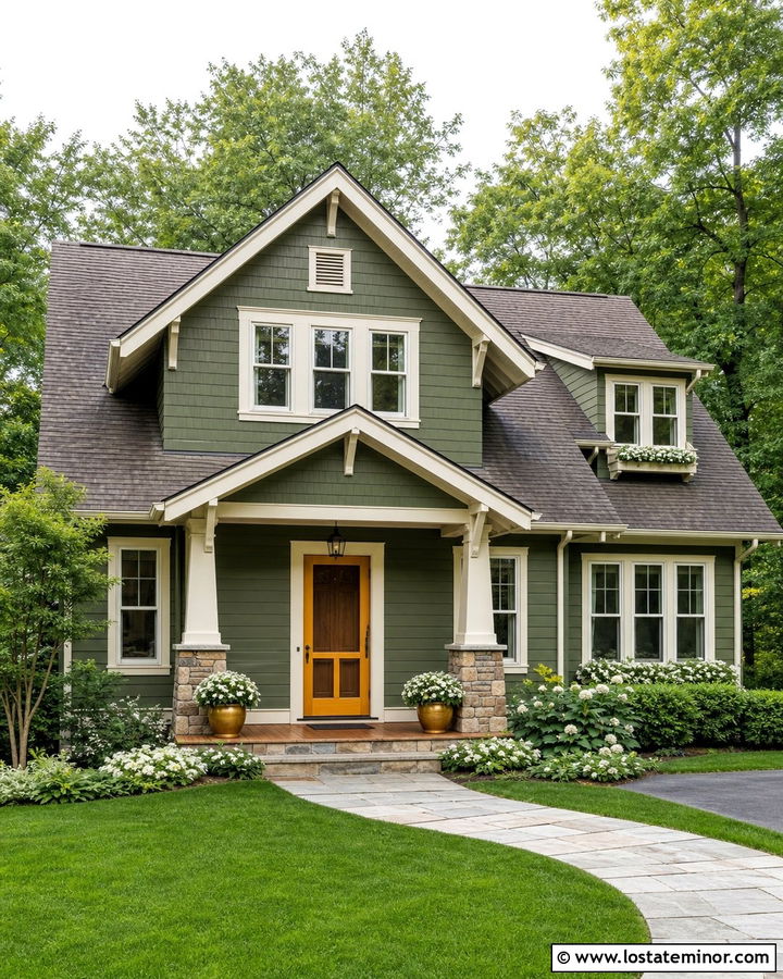 Moss Green House With Yellow Screen Door - 30 Moss Green House Design With Screen Door Ideas