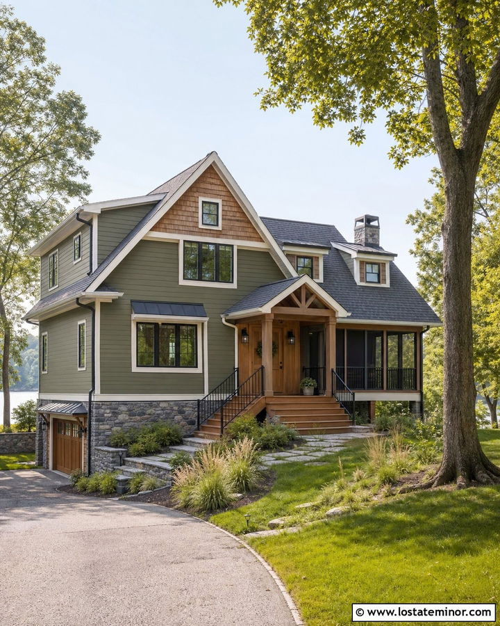 Moss Green Lake House With Cedar Shake - 30 Moss Green House Design With Cedar Shake Ideas