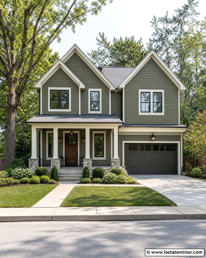 Moss Green Lap Siding Gable House - 30 Moss Green House Design With Gables Ideas