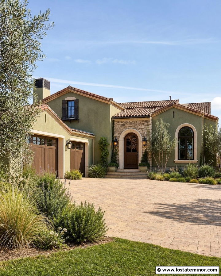 Moss Green Mediterranean House With Walnut Dutch Door - 30 Moss Green House Design With Dutch Door Ideas