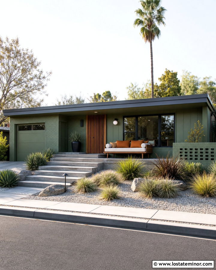 Moss Green Midcentury House With Walnut Daybed - 30 Moss Green House Design With Daybed Ideas