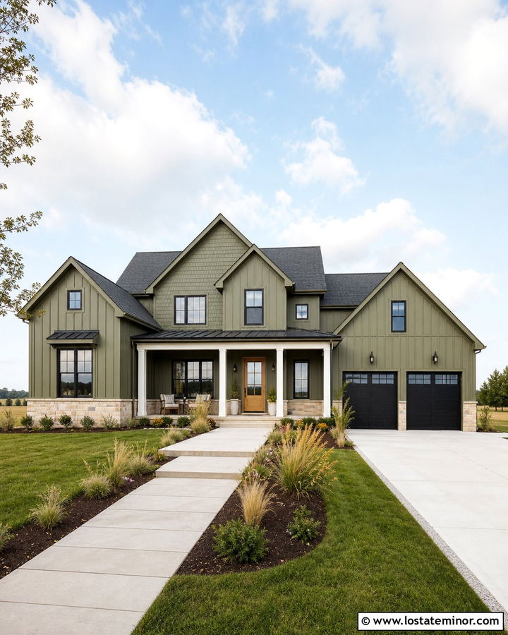 Moss Green Modern Farmhouse With Shingle Siding - 30 Moss Green House Design With Shingles Ideas