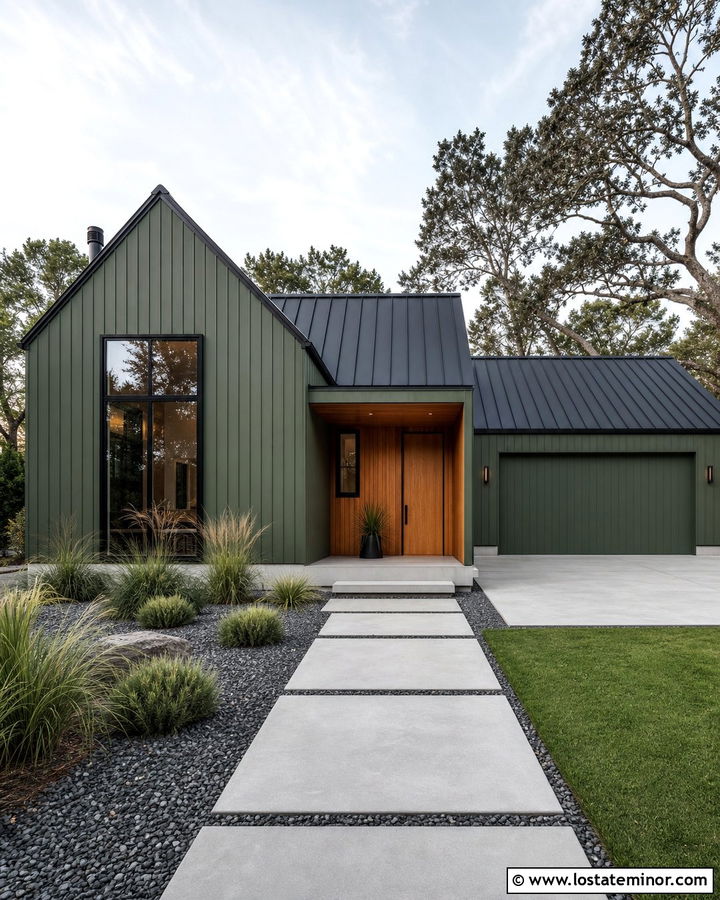 Moss Green Modern House With Gables - 30 Moss Green House Design With Gables Ideas