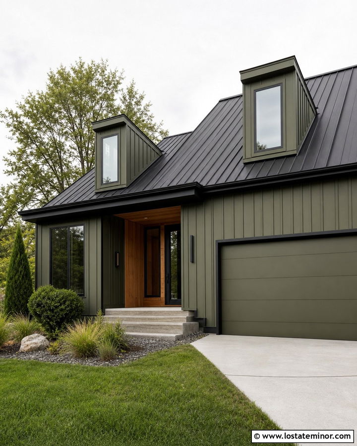 Moss Green Modern House With Shed Dormers - 30 Moss Green House Design With Dormers Ideas
