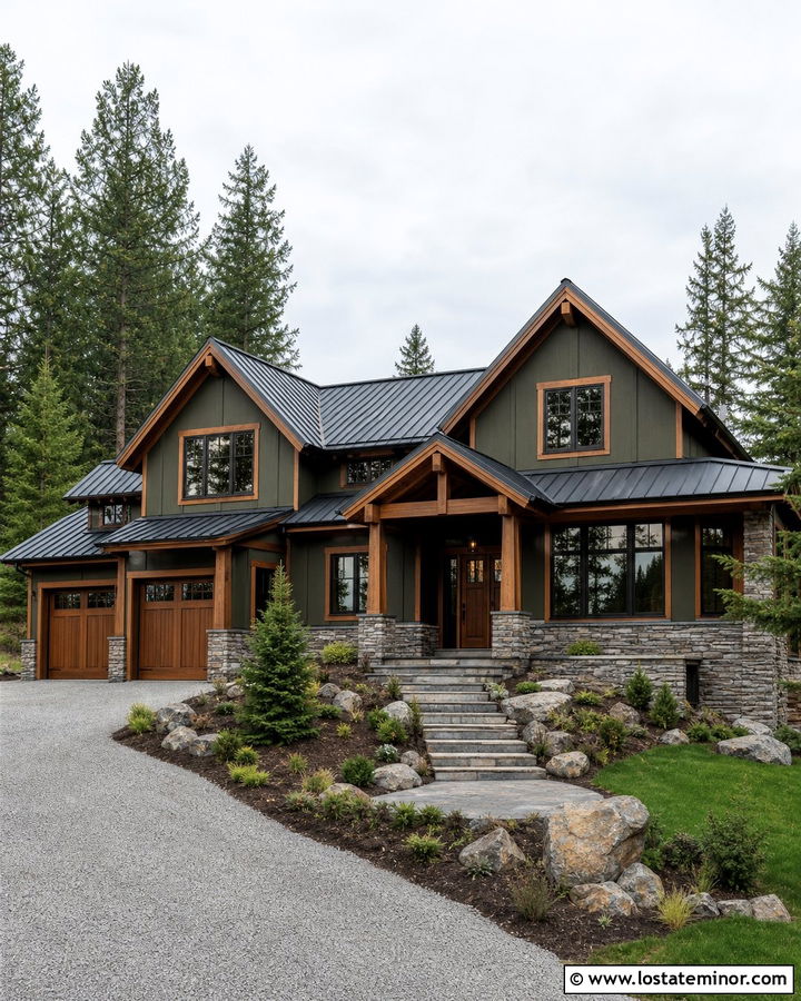 Moss Green Mountain House With Cedar Trim - 30 Moss Green House Design With Trim Ideas
