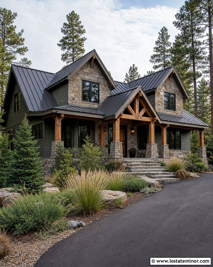Moss Green Mountain House With Stone Dormers - 30 Moss Green House Design With Dormers Ideas