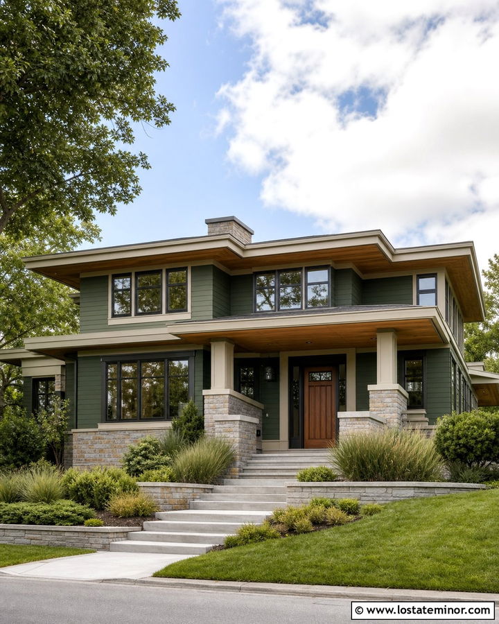 Moss Green Prairie House With Cedar Slat Ceiling - 30 Moss Green House Design With Porch Ceiling Ideas