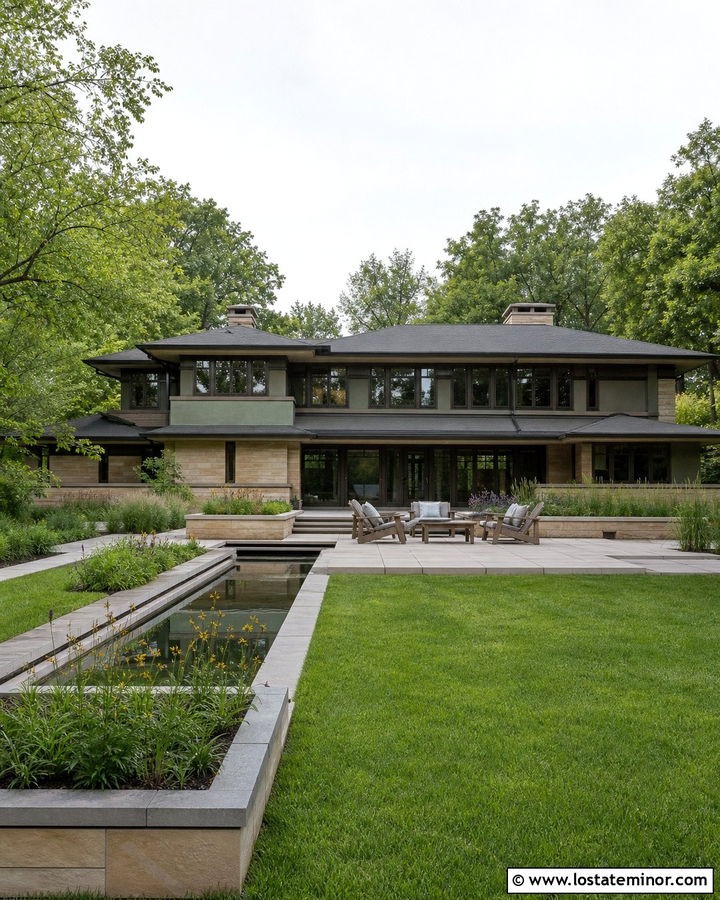 Moss Green Prairie House With Native Garden - 30 Moss Green House Design With Backyard Ideas