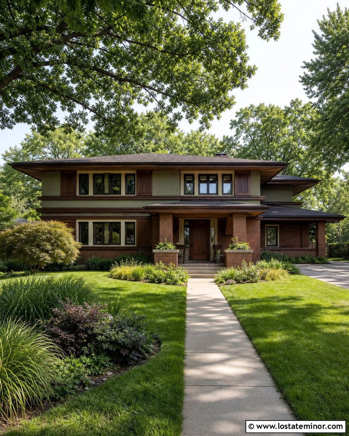 Moss Green Prairie House With Walnut Shutters - 30 Moss Green House Design With Shutters Ideas
