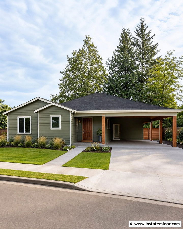 Moss Green Ranch House With Attached Carport - 30 Moss Green House Design With Carport Ideas