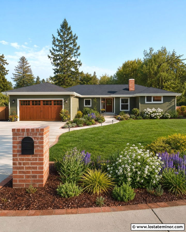 Moss Green Ranch House With Brick Mailbox - 30 Moss Green House Design With Mailbox Ideas