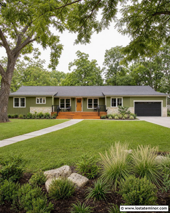 Moss Green Ranch House With Deck - 30 Moss Green House Design With Deck Ideas