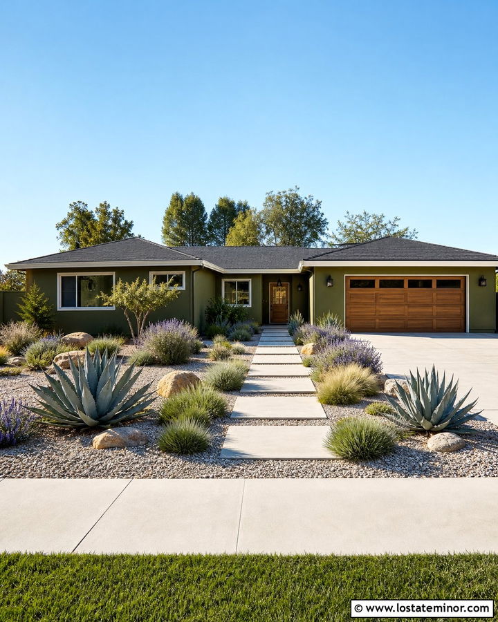 Moss Green Ranch House With Drought Tolerant Landscaping - 30 Moss Green House Design With Landscaping Ideas