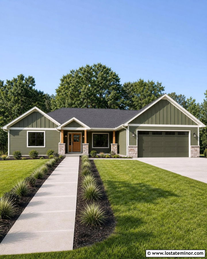 Moss Green Ranch House With Front Gables - 30 Moss Green House Design With Gables Ideas