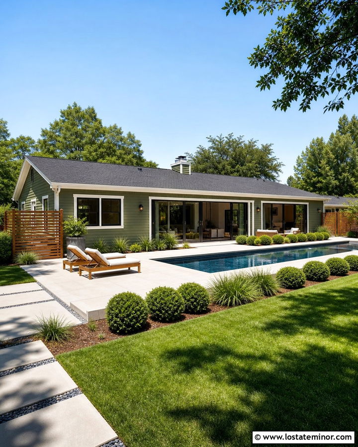 Moss Green Ranch House With Lap Pool - 30 Moss Green House Design With Swimming Pool Ideas