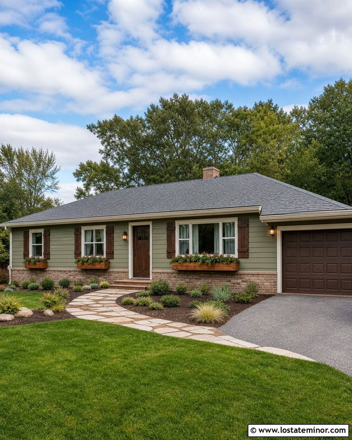 Moss Green Ranch With Redwood Window Boxes - 30 Moss Green House Design With Window Boxes Ideas