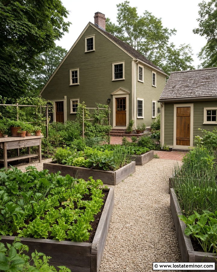 Moss Green Saltbox With Kitchen Garden - 30 Moss Green House Design With Backyard Ideas