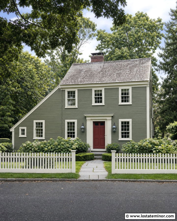 Moss Green Saltbox With Pewter Lanterns - 30 Moss Green House Design With Light Fixtures Ideas