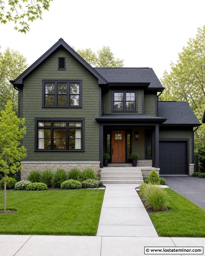 Moss Green Shingle House With Black Trim - 30 Moss Green House Design With Shingles Ideas
