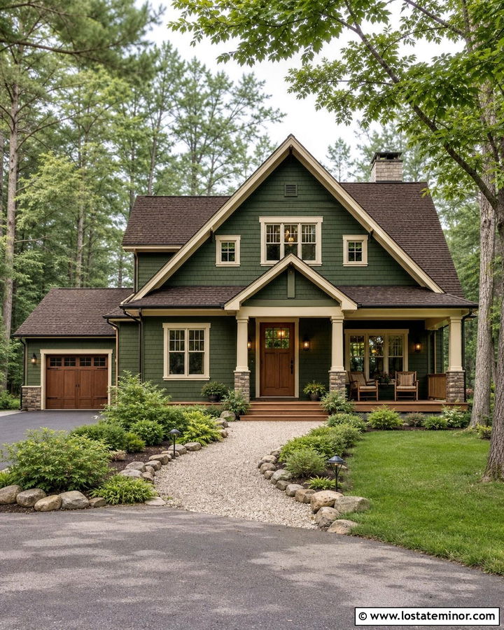 Moss Green Shingle House With Brown Roof - 30 Moss Green House Design With Shingles Ideas
