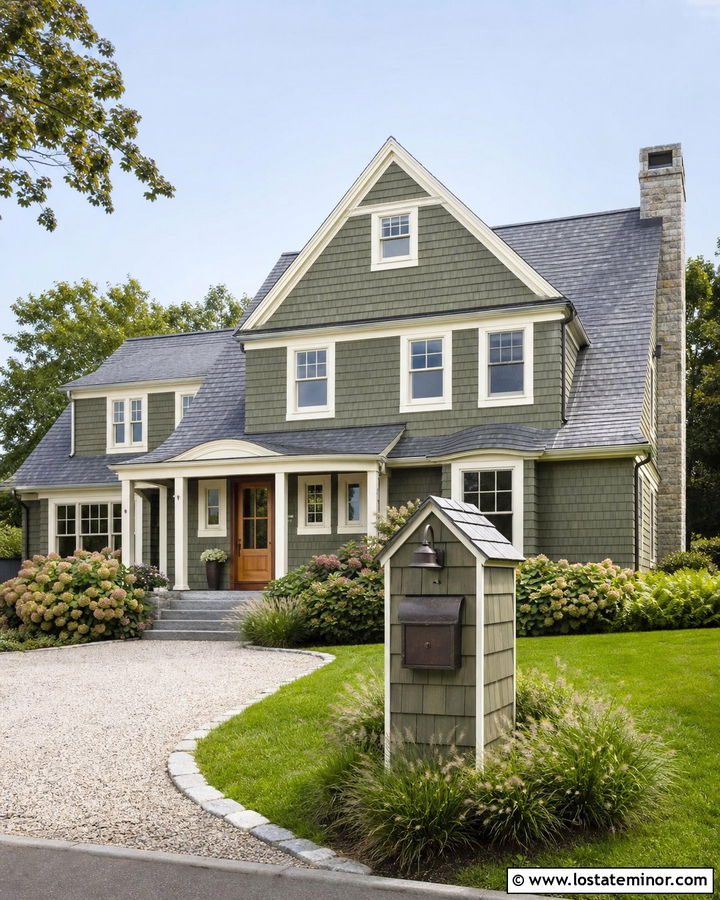 Moss Green Shingle House With Cedar Shake Mailbox - 30 Moss Green House Design With Mailbox Ideas