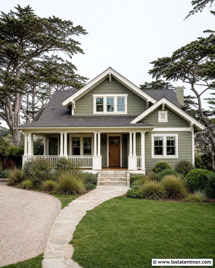 Moss Green Shingle Siding Gable House - 30 Moss Green House Design With Gables Ideas