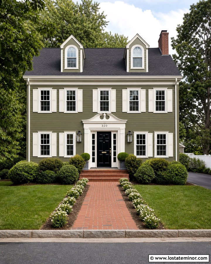 Moss Green Siding Colonial House - 30 Moss Green House Design With Siding Ideas