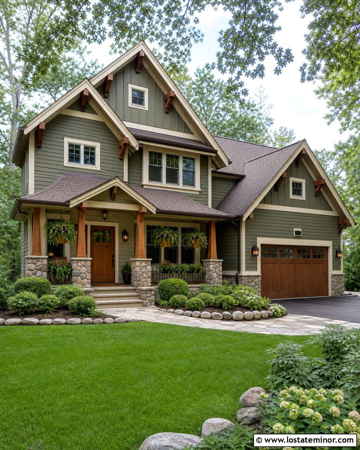 Moss Green Siding Craftsman House - 30 Moss Green House Design With Siding Ideas