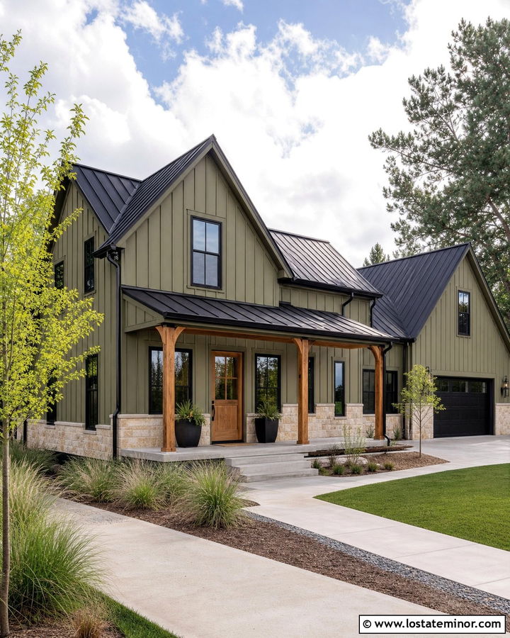 Moss Green Siding Modern Farmhouse - 30 Moss Green House Design With Siding Ideas