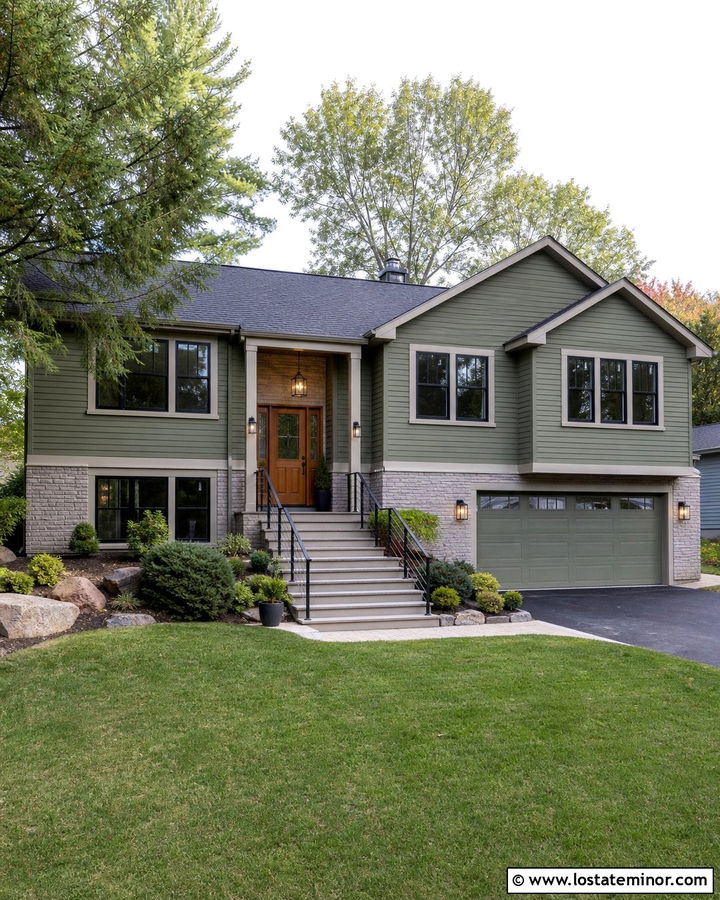 Moss Green Siding Split Level House - 30 Moss Green House Design With Siding Ideas