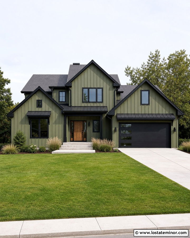 Moss Green Siding With Black Trim - 30 Moss Green House Design With Siding Ideas