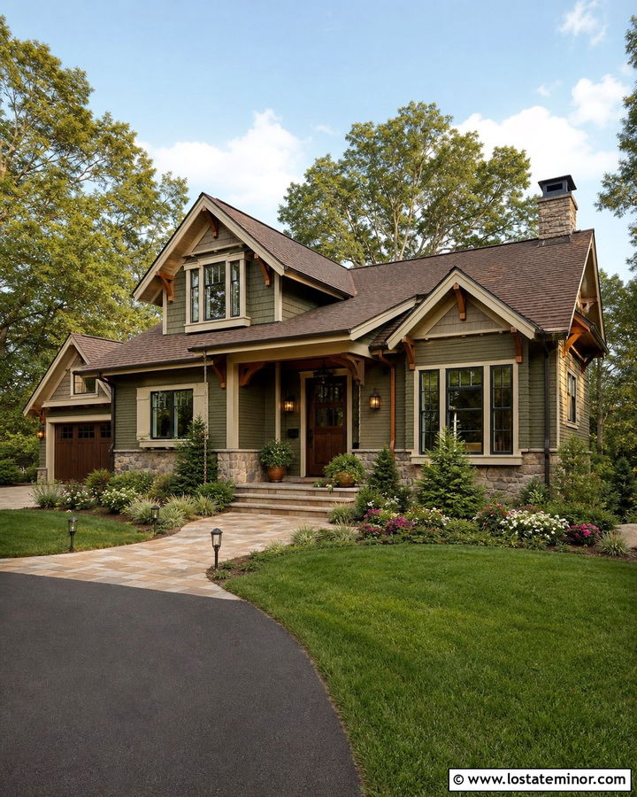Moss Green Siding With Brown Roof - 30 Moss Green House Design With Siding Ideas