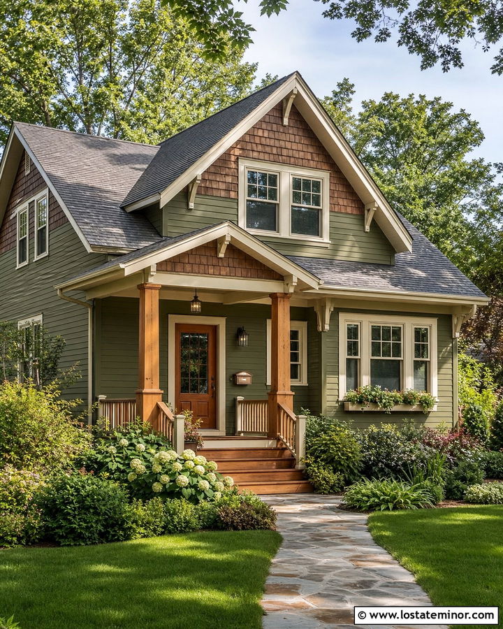 Moss Green Siding With Cedar Shingles - 30 Moss Green House Design With Siding Ideas