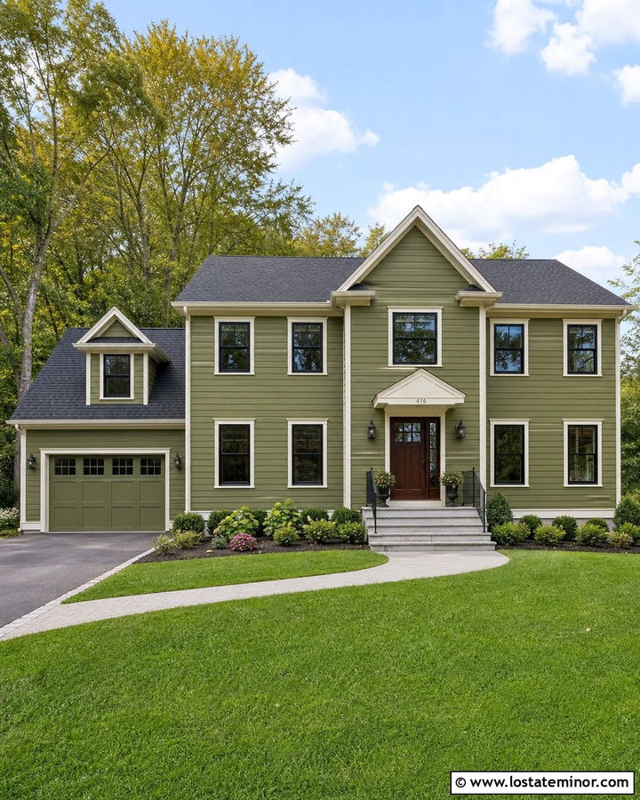 Moss Green Siding With Charcoal Roof - 30 Moss Green House Design With Siding Ideas