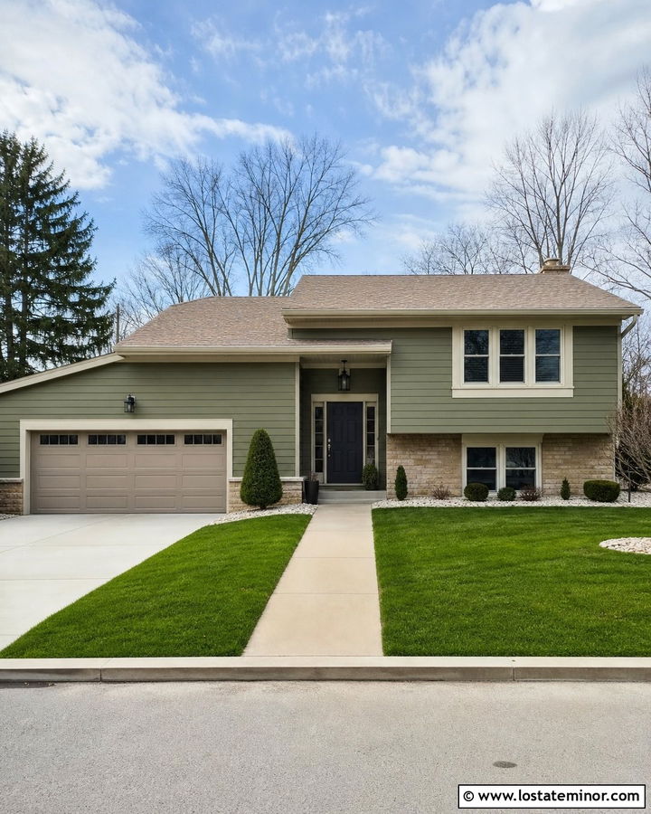 Moss Green Siding With Greige Trim - 30 Moss Green House Design With Siding Ideas