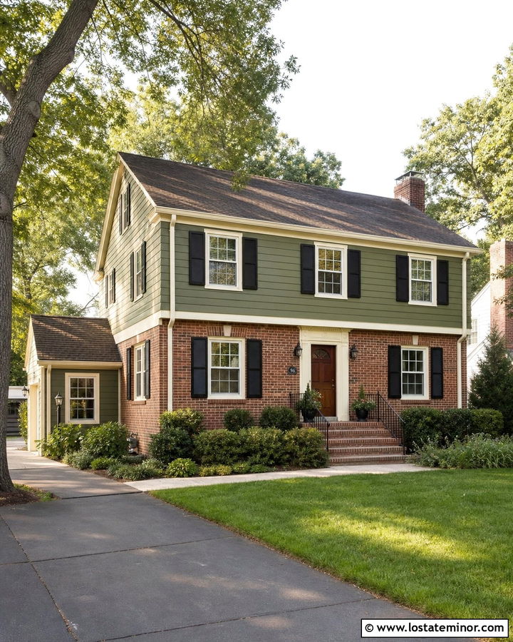 Moss Green Siding With Red Brick - 30 Moss Green House Design With Siding Ideas