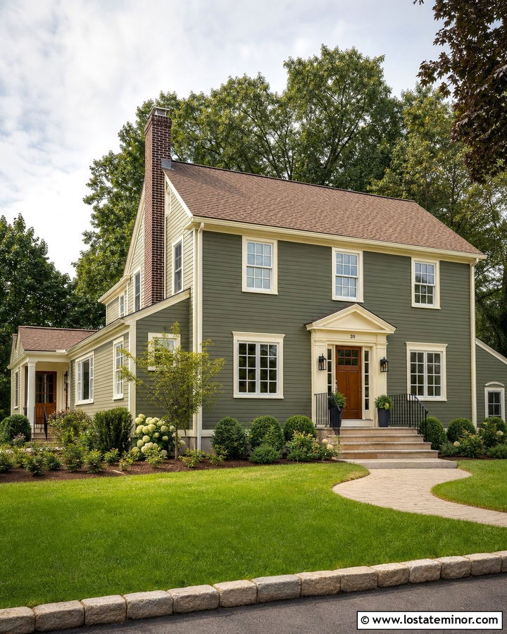 Moss Green Siding With Warm White Trim - 30 Moss Green House Design With Siding Ideas