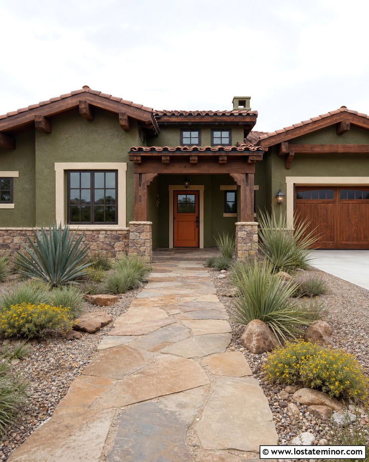 Moss Green Southwest House With Clay Dutch Door - 30 Moss Green House Design With Dutch Door Ideas