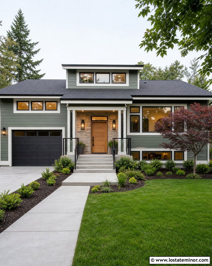 Moss Green Split Level With Added Dormer - 30 Moss Green House Design With Dormers Ideas
