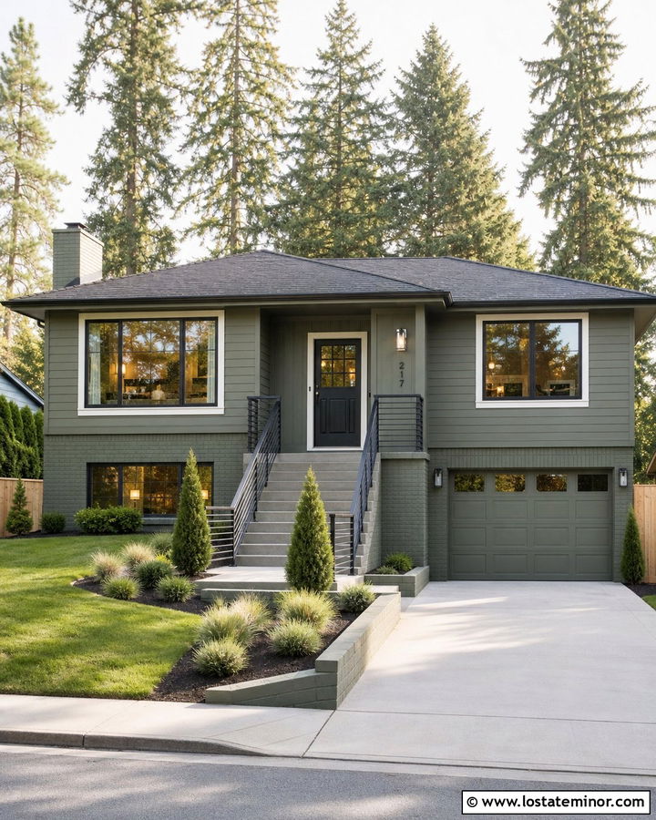 Moss Green Split Level With Charcoal Dutch Door - 30 Moss Green House Design With Dutch Door Ideas