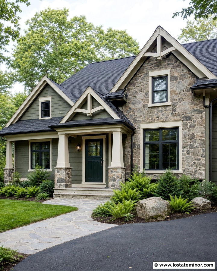 Moss Green Stone House With Forest Dutch Door - 30 Moss Green House Design With Dutch Door Ideas